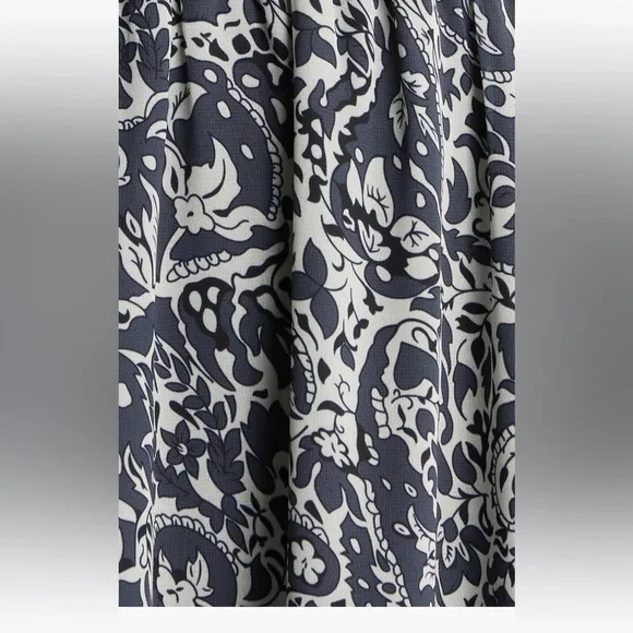 Sam Edelman Navy Wallpaper Paisley Smocked Waist Long Sleeve Dress NwT - Picture 6 of 6